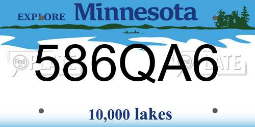 586QA6 Minnesota License Plate