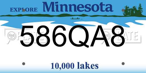 586QA8 Minnesota License Plate
