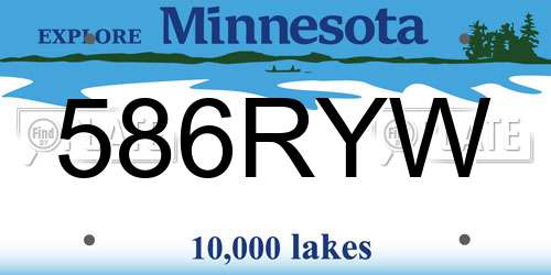 586RYW Minnesota License Plate