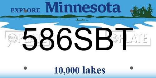 586SBT Minnesota License Plate