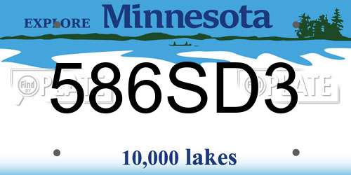 586SD3 Minnesota License Plate