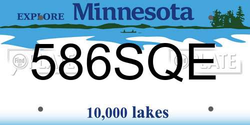 586SQE Minnesota License Plate