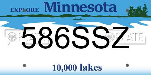 586SSZ Minnesota License Plate