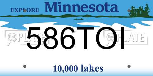 586TOI Minnesota License Plate