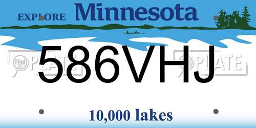 586VHJ Minnesota License Plate