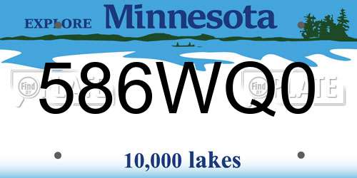 586WQ0 Minnesota License Plate