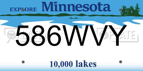 586WVY Minnesota License Plate