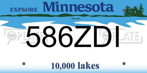 586ZDI Minnesota License Plate