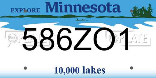 586ZO1 Minnesota License Plate