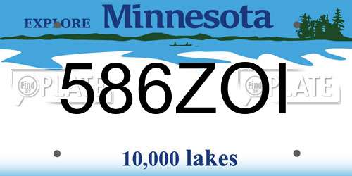 586ZOI Minnesota License Plate