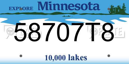 58707T8 Minnesota License Plate