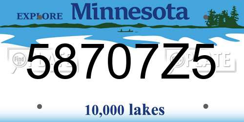 58707Z5 Minnesota License Plate