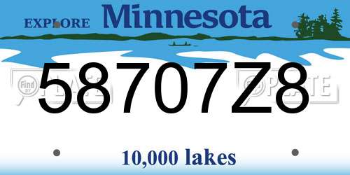 58707Z8 Minnesota License Plate