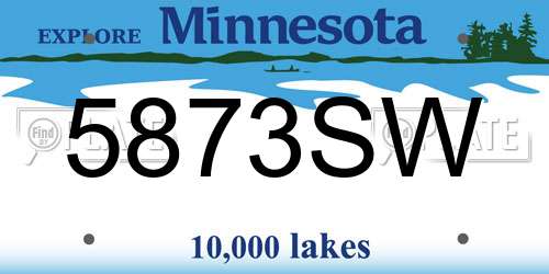 5873SW Minnesota License Plate
