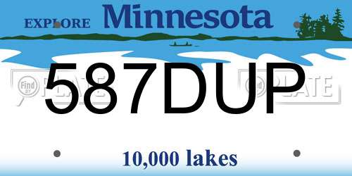 587DUP Minnesota License Plate