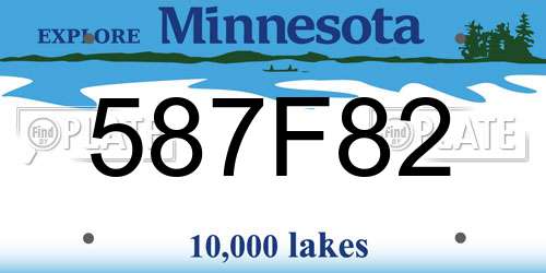587F82 Minnesota License Plate
