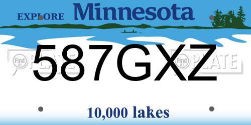 587GXZ Minnesota License Plate