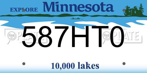 587HT0 Minnesota License Plate