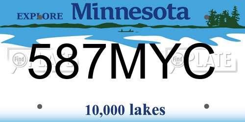 587MYC Minnesota License Plate