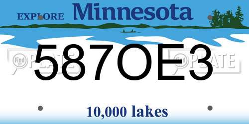 587OE3 Minnesota License Plate