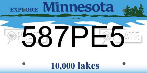 587PE5 Minnesota License Plate