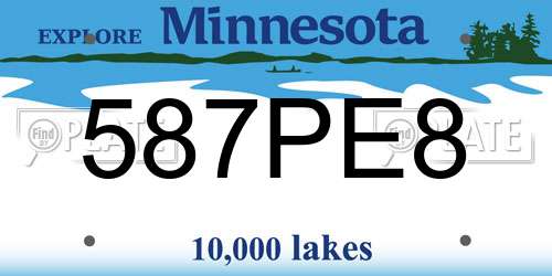 587PE8 Minnesota License Plate