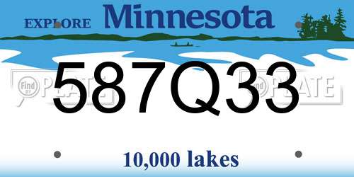 587Q33 Minnesota License Plate