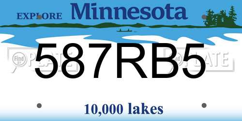 587RB5 Minnesota License Plate
