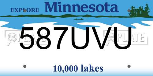 587UVU Minnesota License Plate