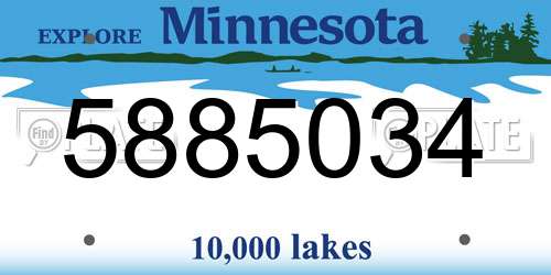 5885034 Minnesota License Plate