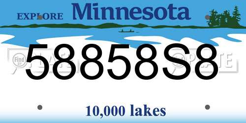 58858S8 Minnesota License Plate