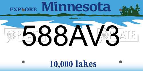 588AV3 Minnesota License Plate