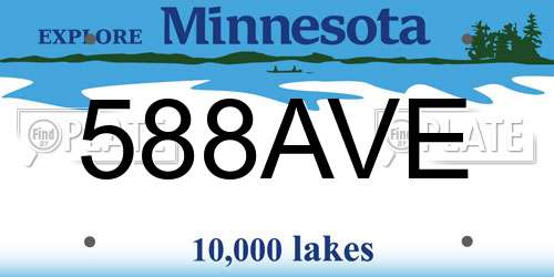 588AVE Minnesota License Plate