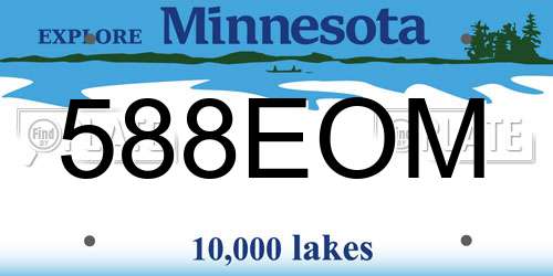 588EOM Minnesota License Plate