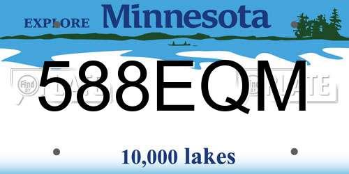 588EQM Minnesota License Plate
