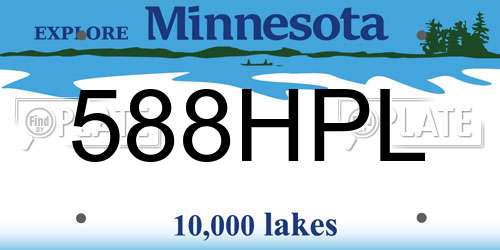 588HPL Minnesota License Plate