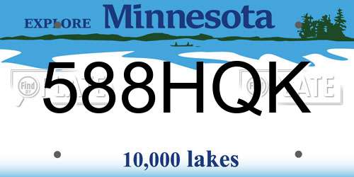 588HQK Minnesota License Plate