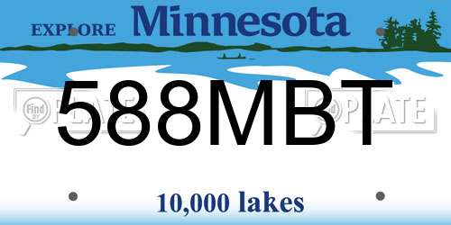588MBT Minnesota License Plate