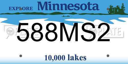 588MS2 Minnesota License Plate