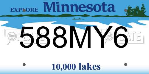 588MY6 Minnesota License Plate