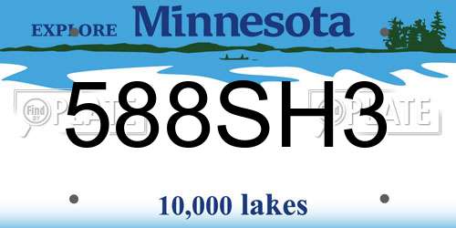 588SH3 Minnesota License Plate