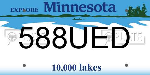588UED Minnesota License Plate