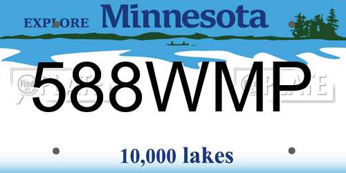 588WMP Minnesota License Plate