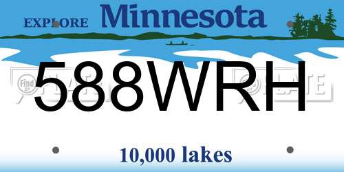 588WRH Minnesota License Plate