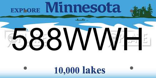 588WWH Minnesota License Plate