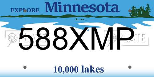 588XMP Minnesota License Plate
