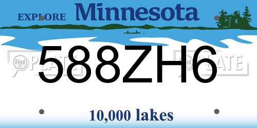 588ZH6 Minnesota License Plate