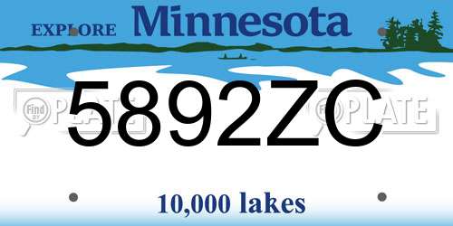 5892ZC Minnesota License Plate