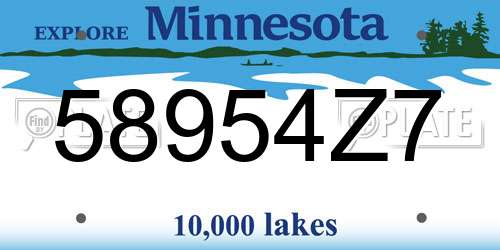 58954Z7 Minnesota License Plate