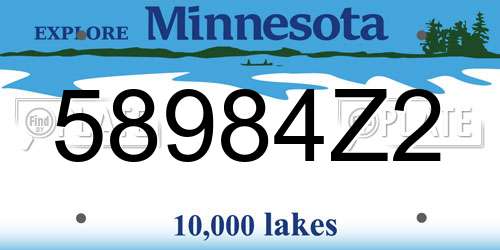 58984Z2 Minnesota License Plate